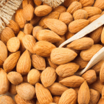 A pile of raw almonds.