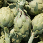 Close-up of fresh artichokes.
